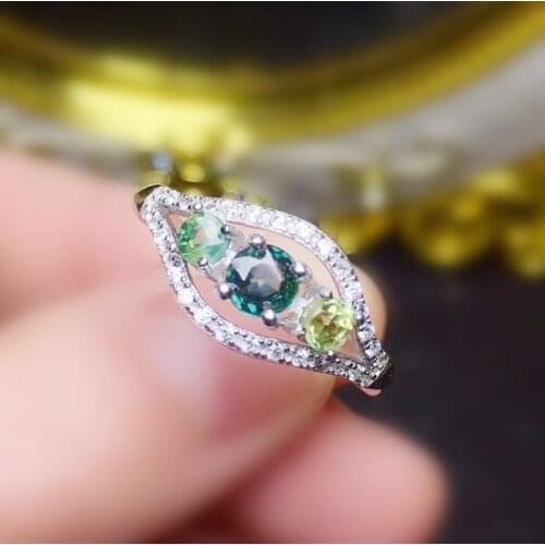 Per jewelry Natural real sapphire ring Free shipping 0.15ct*2pcs 0.35ct*1pc gemstone 925 sterling silver Fine jewelry T2041517