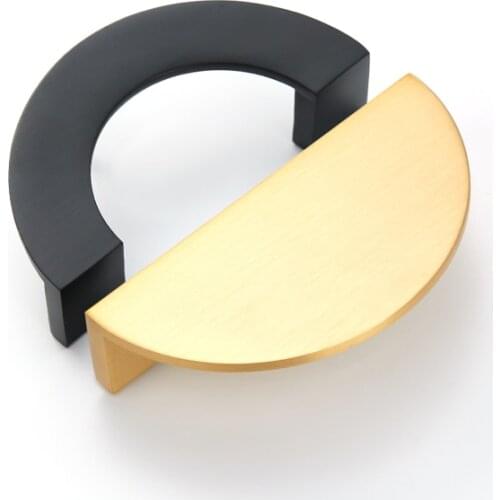 Brass Half Moon Furniture handles for cabinets and Wardrobe Luxury Copper Drawer cupboard handle