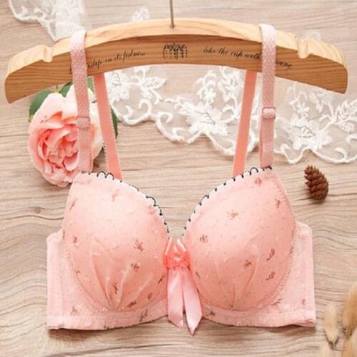 Hot Sales Dot Flower Women Push Up Bra Pure Cotton Lace Sexy Lady Underwear Lingerie Bralette Comfortable Breathable Top