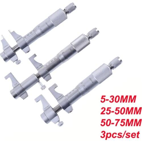 3Pcs Inside Micrometer Set 5-30mm/25-50mm/50-75mm 0.01mm Metric Carbide Ratchet Screw Gauge Micrometers Measuring Tools