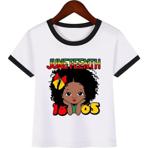 Cute little melanin princess 1865 JUNETEENTH print black girl t-shirt kids black lives matter boy t shirt childrens top clothes