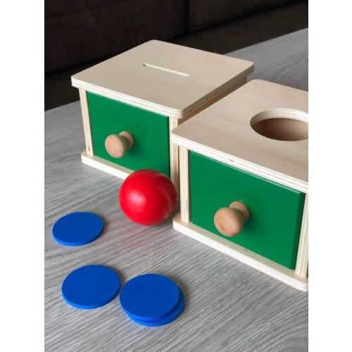 Montessori Kids Toy Baby Wooden Coin Box Ball Box Learning Educational Preschool Training Baby Early Learning Toy Training Toys