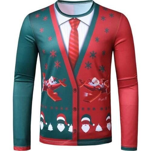 Mens Shirts 3D Printing Personalized Fashion Mens Long-sleeved Christmas Santa Claus Pattern Men Shirts 2021 New