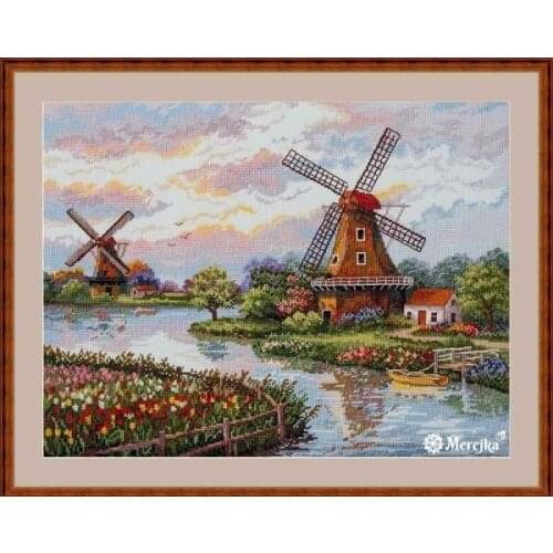 Cross Stitch Kit Packages Counted Cross-Stitching Kits New Pattern Cross stich Painting Set Merejka_K-167_ Windmill House 56-45