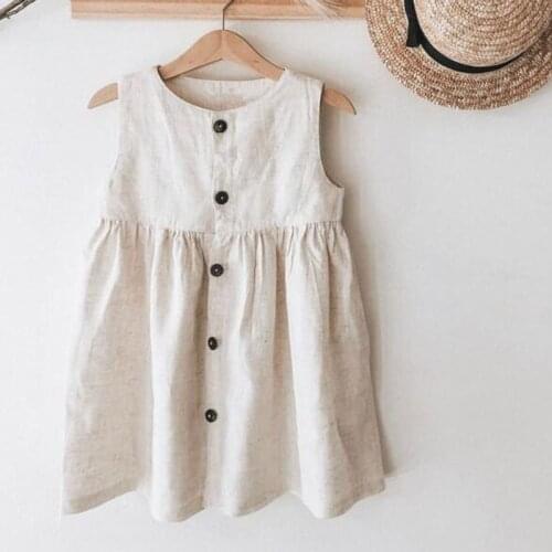 New 2021 Casual Baby Kids Girl Pure Color A-Line Princess Dresses For Girls Dresses Summer Kids Girl Dress Sleeveless Dress