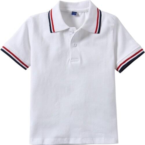 Solid White Teen Boys Polo Shirts 100% Cotton Breathable Fabric Kids School Tops Tees Childrens Tshirt Clothes Big Size For 180