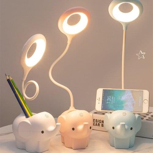 2200mAh Rechargeable LED Table Lamp Three-Color Temperature Adjustable Clip Reading Light With Pen Holder Touch Bedside Lamp