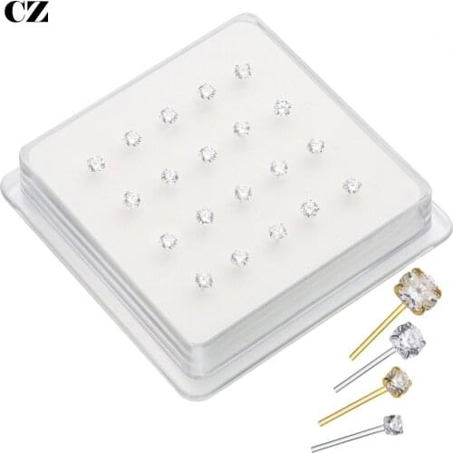 CZ Sterling Silver 925 2.0mm shiny stone Round Claw Set zircon Nose Studs Bone Nose jewelry