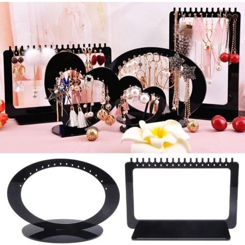 Creativity 1pcs Black Acrylic Jewelry Earring Display Stand Holder Necklace Bracelet Ear Clip Hanger Combination Hanging Rack