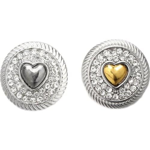 10pcs/lot New Jewelry Crystal Metal Love Heart 18mm Snap Buttons for Snap Bracelets DIY Snap Jewelry