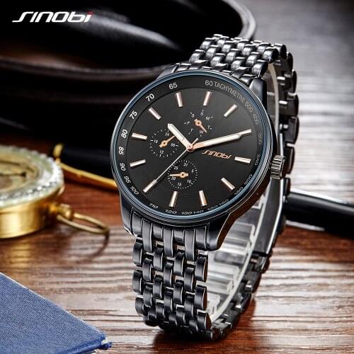 SINOBI Fashion & Casual Watch Men Women Watches Top Brand Luxury Black Saat Business Lovers Geneva Quartz Relogio Masculino