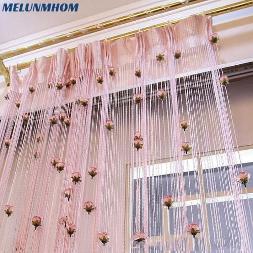 Tulip String Curtain For Living Room Door Curtains Yarn Thread Filament Curtains Kitchen Window Treatments 9Colors 1m*2m/3m*2.9m