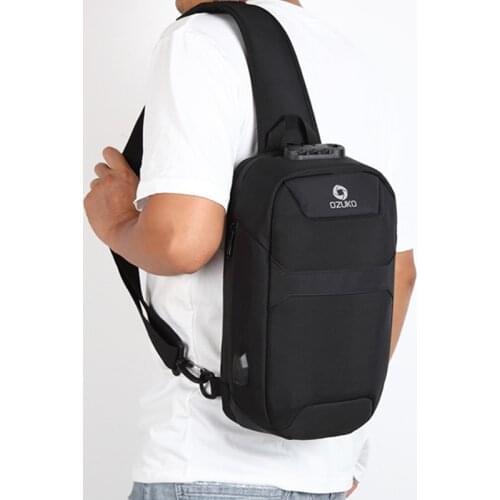 OZUKO Men Crossbody Bags Anti-theft Male Waterproof USB Charging Chest Pack Short Trip Messenger Sling Bag Shoulder Chest Bag