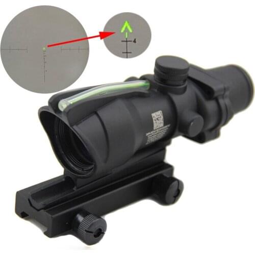Tactical ACOG 4X32 Fiber Source Riflescope Green Illuminated Real Fiber Scope Chevron Glass Etched Reticle Hunting 4x Magnifier