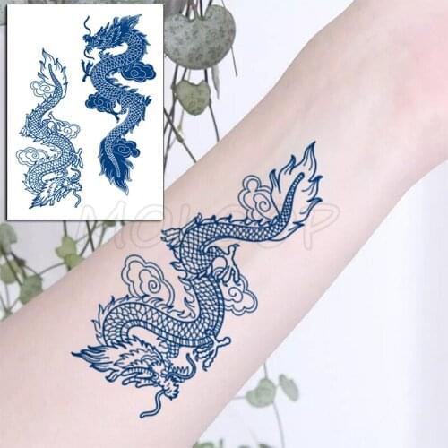 Juice Tattoo Sticker Dragon Makeup Water Transfer Fake Tatoo for Women Men Kids 5 -15 Days
