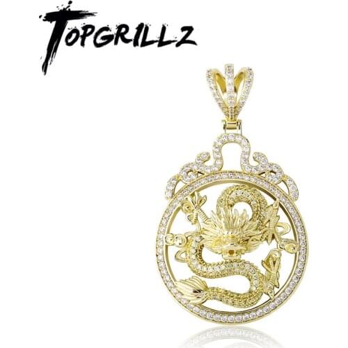 TOPGRILLZ New Pendant Chinese Style Hip Hop Fashion Jewelry Cubic Zirconia Mascot Ornaments Lucky Symbol Pendant For Gift