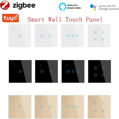 1/2/3/4 Gang Zigbee WiFi Smart Light Switch Wall Touch Panel Voice Control Smart Home With Tuya/SmartLife App Alexa Google Home