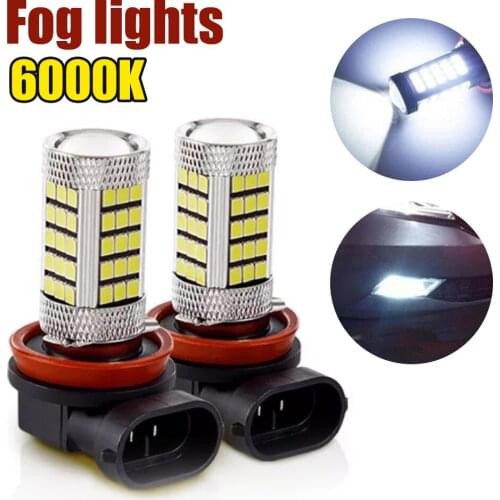 Universal 2pcs H8 LED Car Fog Light Bulbs 6000K 3030 High Quality LED Bulbs SMD Driving Running Light Front Lamp Bulbs 12-24V