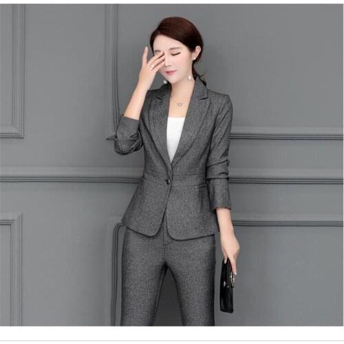 Spring and autumn Formal Fashion Designs OL Style Blazer Women Business Suits Pant and Blazers Set Elegant Office Uniform TT