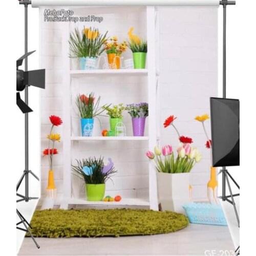 Spring Happy Easter Bunny Eggs Vinyl Photography Background For Newborn Wooden Floor Backdrop For Children photo studio GE-203