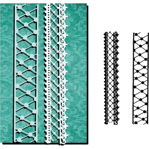 YaMinSanNiO 2PCS Diamond Border Metal Cutting Dies Lace Frame Dies DIY Etched Dies Craft Paper Card Making Scrapbooking