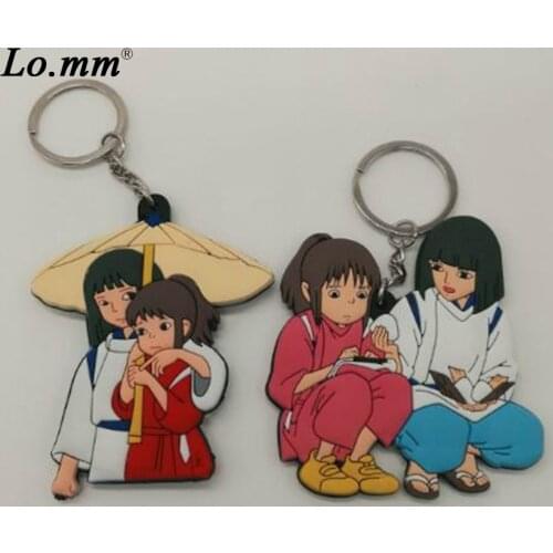 Japanese Anime Spirited Away ogino chihiro cos double pvc keychain Miyazaki Hayao Nigihayami Kohakunushi key chian Llavero party