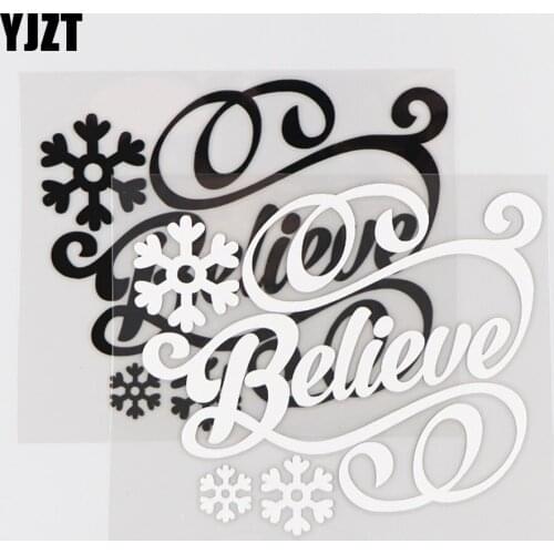 YJZT 14×12CM Believe Modern Word Decoration Car Sticker Vinyl Decal Cartoon Pattern Black/Silver 4C-0362