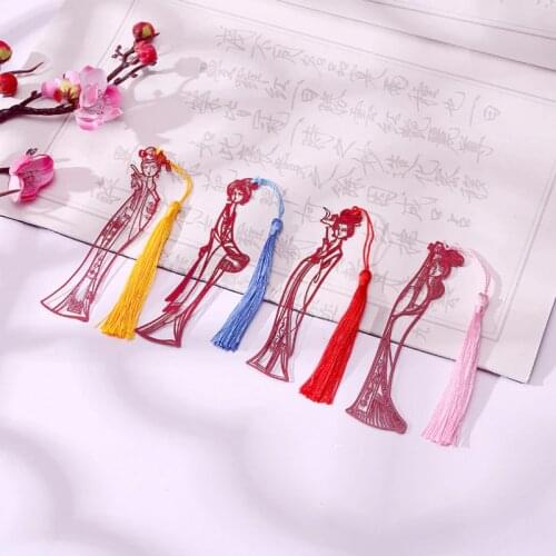 2pc Kawaii Four Beauties Pendant Bookmark Creative Exquisite Metal Pattern Book Mark Page Folder Marker Office School Supplies