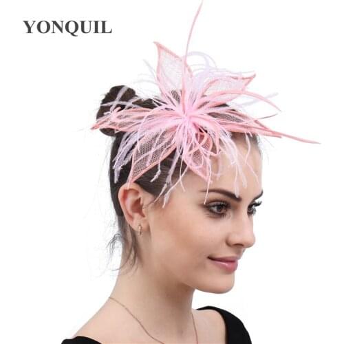 2020 Wedding Sinamay Church Hair Fascintor Hats Feather Headwear Women Hat Wedding Elegant Bridal Married Race Hair Accessories