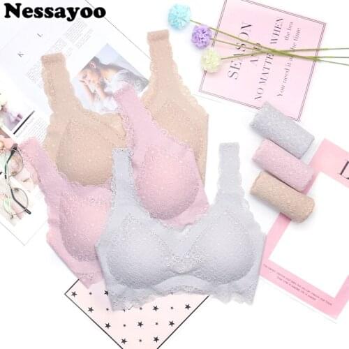 Full cup Woman bra Lace Sexy Floral Push Up underwear Hollow Sweet Transparent thick ladies bra lace comfortable breathable bra