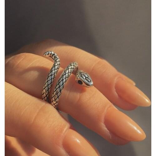 Modyle 2021 New Retro Punk Exaggerated Spirit Snake Ring Fashion Personality Stereoscopic Opening Adjustable Ring Jewelry