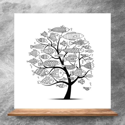 ZhuoAng Fish On The Tree Clear Stamps/Silicone Transparent Seals for DIY scrapbooking photo album Clear Stamps 13x13