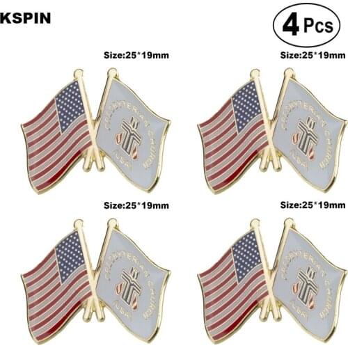 U.S.A & Presbyterian Friendship Flag Pin Lapel Pin Badge Brooch Icons 4pcs