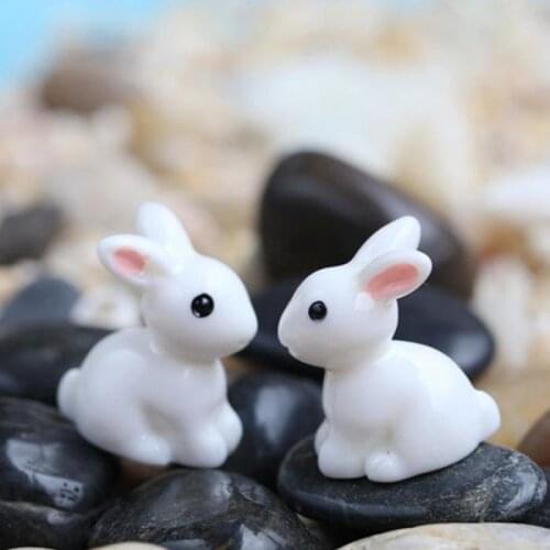 10 pcs/set Rabbits Micro landscape Miniature Mini Rabbit Resin Garden Fairy Ornament Flower Plant Pot Home Figurine DIY Decor