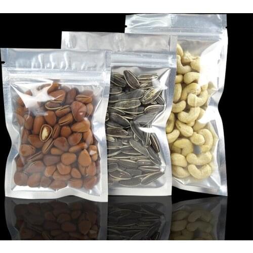 100pcs Flat Bottom One Side Clear Ziplock Bag Pure Aluminum Foil Gift Bags Snack Coffee Beans Packaging