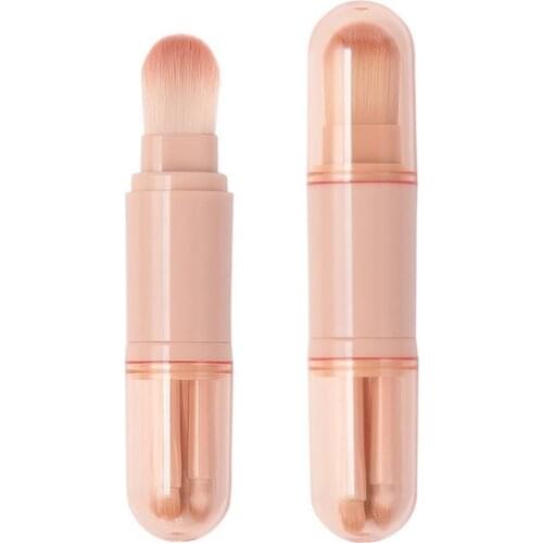 4Pcs/Set Telescopic Makeup Brush Four in One Retractable Mini Portable Retractable Multifunctional Mini Blush for Female