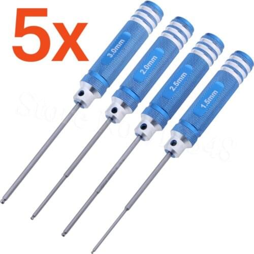 5Sets 4Pcs/Lot Ball Tip 1.5mm 2.0mm 2.5mm 3.0mm Hex Screwdrivers Repair Tools Kit For RC Model Car Drone Airplane Boats