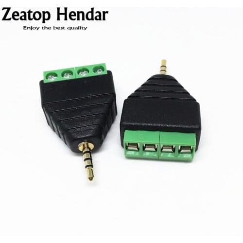 5pcs Video AV Balun 2.5mm 4 Pole Stereo Male to AV Screw Terminal Stereo Jack 2.5 mm male 4 pin Terminal Block Plug connector
