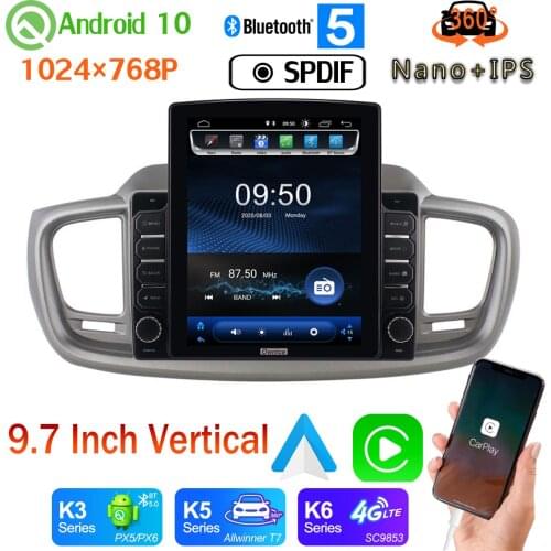 9.7" Vertical Tesla Nano+IPS PX6 4+64G Android 10.0 Car Media GPS For Kia Sorento 3 Prime LHD 2015-2019 Radio 360 Camera 4G WiFi