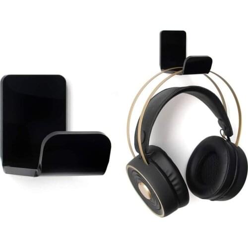 2pcs Headphone Holder Acrylic Earphone Bracket Wall Mounted Headset Holder No Drilling Headphone Hanger
