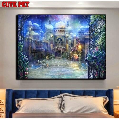 Diy Diamond Painting European architecture in winter diamond mosaic full square drill embroidery cross stitch rhinestone decor