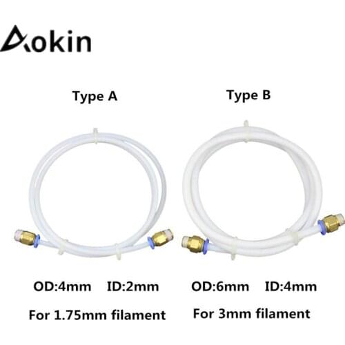 Aokin 1M PTFE Tube PiPe Connectors 3D Printers Parts J-Head Hotend For V5 V6 1.75mm 3.0mm Filament Long Extruder Part