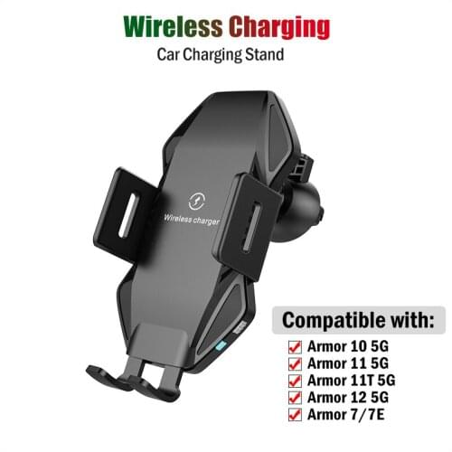10W Qi Car Wireless Charging Stand for Ulefone Armor 10 11 11T 12 5G 7 7E Car Charger Automatic Touch Clamping Phone Holder