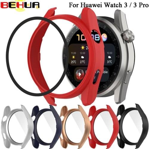 BEHUA Protective Case For Huawei Watch 3 3 Pro Protector Cover with Tempered Glass Screen Cover Film Bumper Accessories Coverage