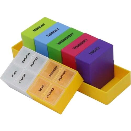 Large Travel 28 Slots 7 Day Weekly Pill Organizer Box Case For