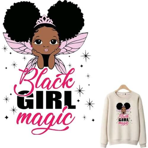 Black Girl Magic Iron-On Patches For Clothing DIY Washable Woman T-Shirts Heat Transfers Stickers Personality Clothes Appliqued