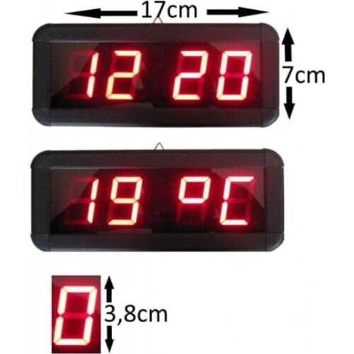 Digital Led Clock and Thermometer, Case Size: 7cm x 17cm, Display Height: 38mm