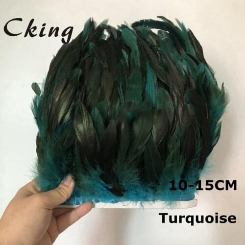 Cking 10 Meter Quality Chicken Rooster Tail Feather Trims Ribbons 10-15CM 4-6" Strip for Dress Skirt Party Clothing Craft Making