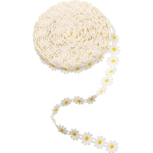 15 Yards Daisy Decorating Lace Trims Sun Flower DIY Ribbon Lace Daisy Sewing Embroidery Crafts Accessories Supplies