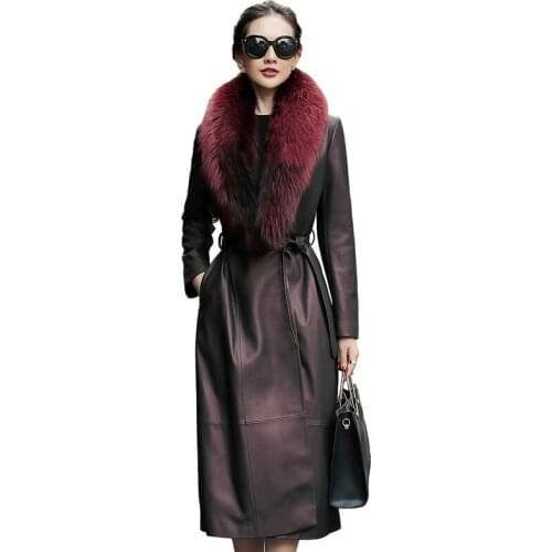 Sheepskin Coat Real Genuine Leather Jacket Fox Fur Collar Autumn Winter Coat Women Clothes 2020 Elegant Duck Down Tops ZT4391